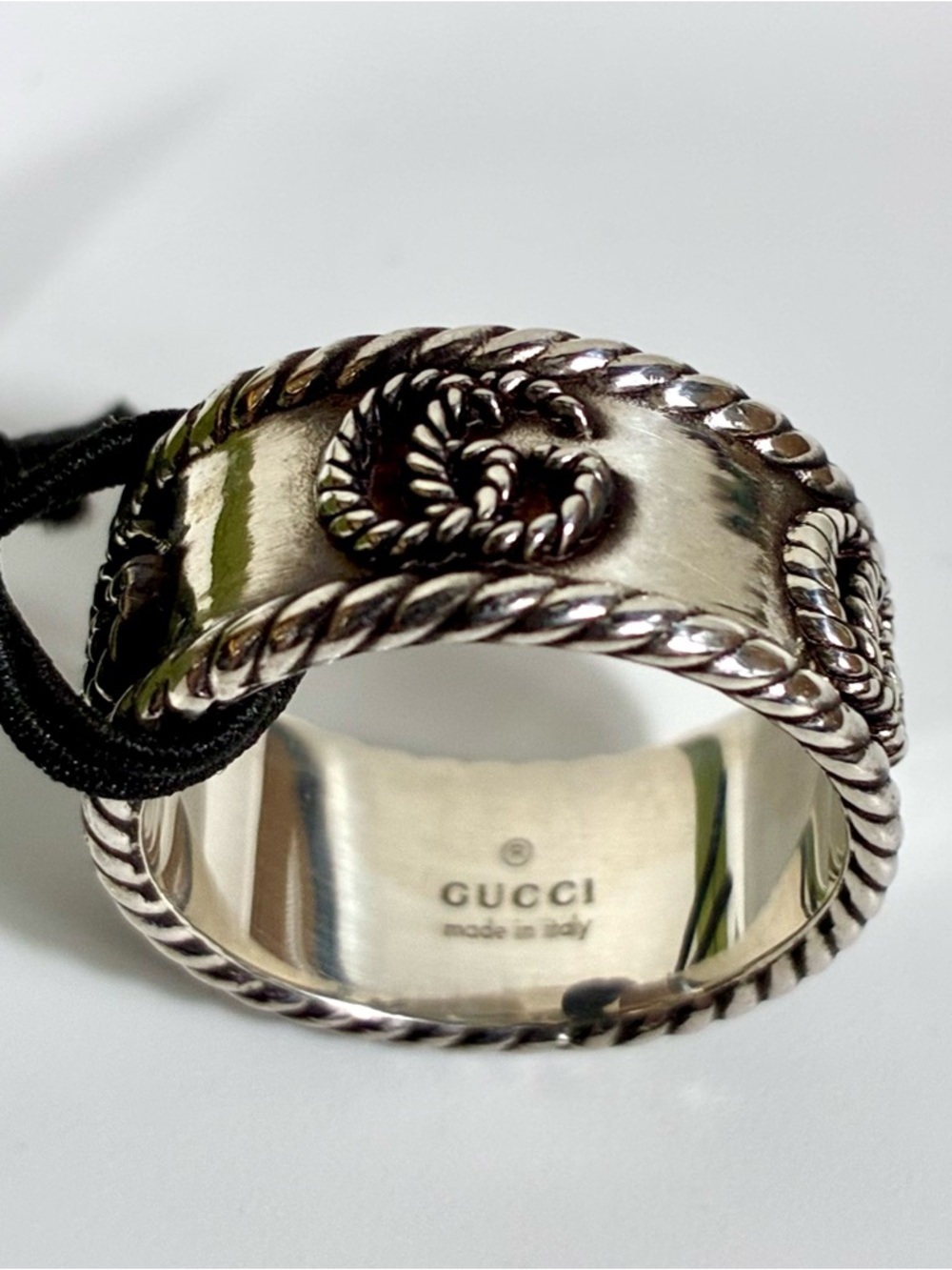 Gucci GG Marmont Band Wide 925 Ring Sterling Silver 6.75 14 NEW - Picture 10 of 17